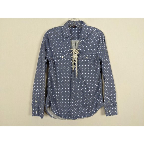 Victoria's Secret polka dots lace up blouse S/P - Picture 5 of 7